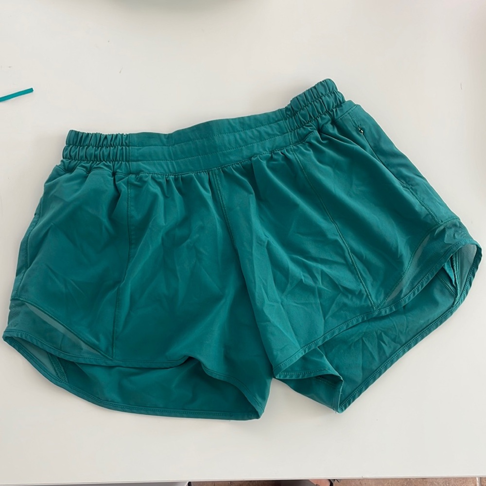 Teal Blue Lululemon Hotty Hot Shorts 4” Inseam